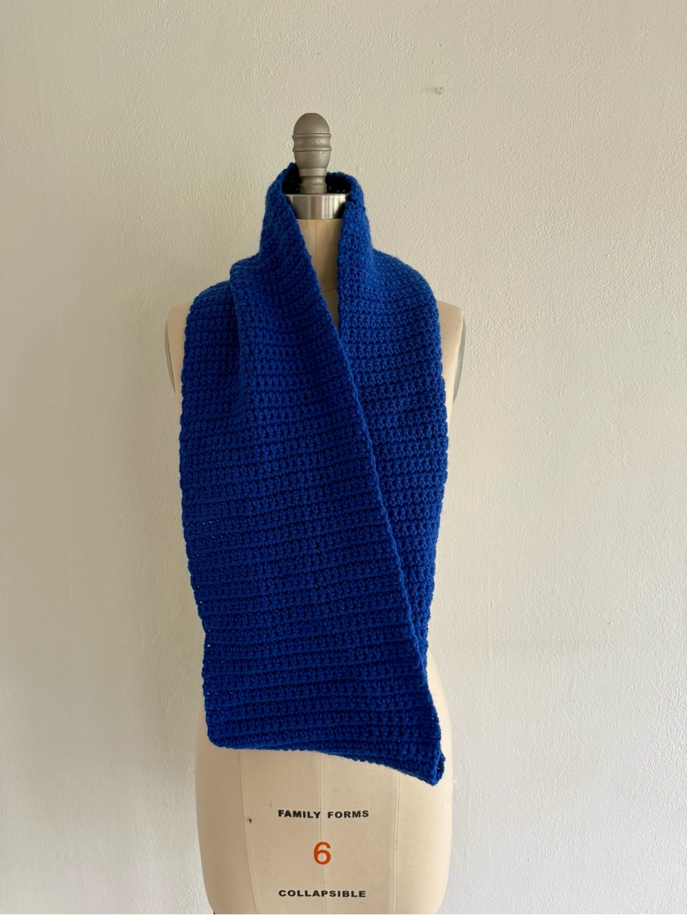 Handmade Deep Royal Blue Crochet Scarf Wrap